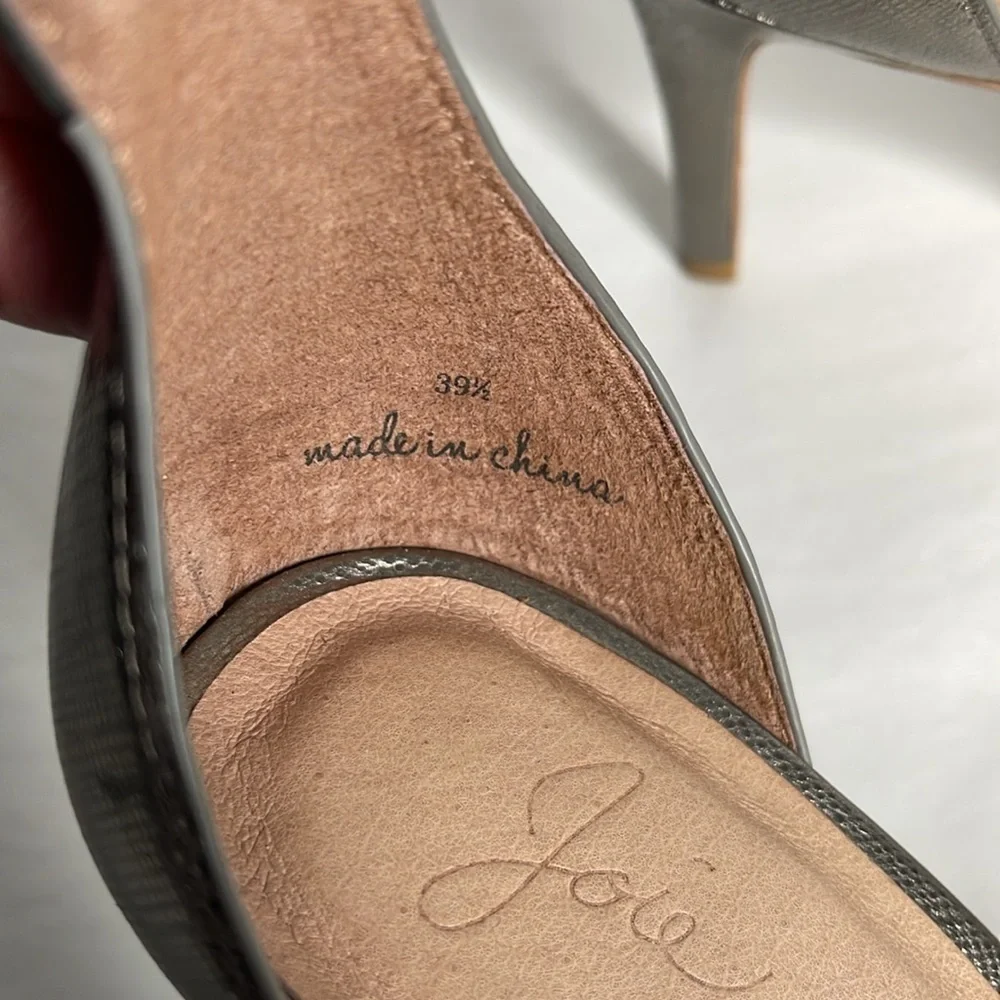 Joie Airlie Gunmetal Ankle Strap Cutout Heels Leather Sandals Size 9.5